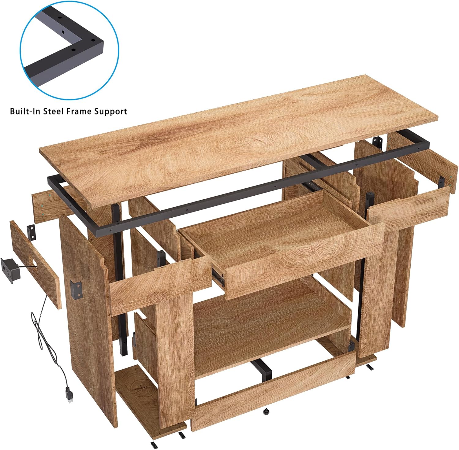 55–75 Gallon Aquarium Stand, Double Fish Tank Table with Power Outlets&USB Heavy Duty MDF Board&Metal Frame Holds 2 Tanks for Fish,Turtle, Reptile,Amphibian Terrariums, Farmhouse Style(Natural)