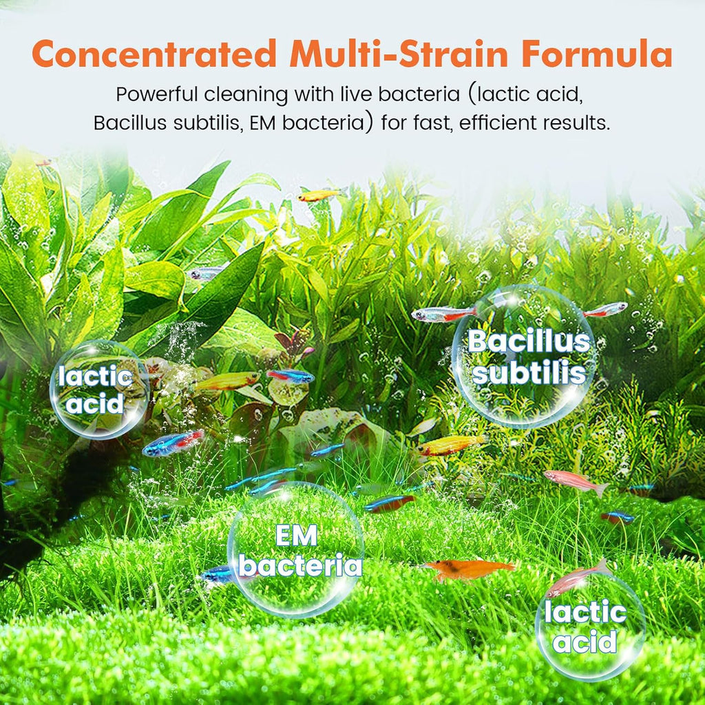 hygger Aquarium Water Bio-Clarifier, Reducing Fish Waste and Cleaning Organic Sludge, Natural Fish Tank Aquarium Leave-in Waste Management Solution for Freshwater and Saltwater Tanks, 300 ML