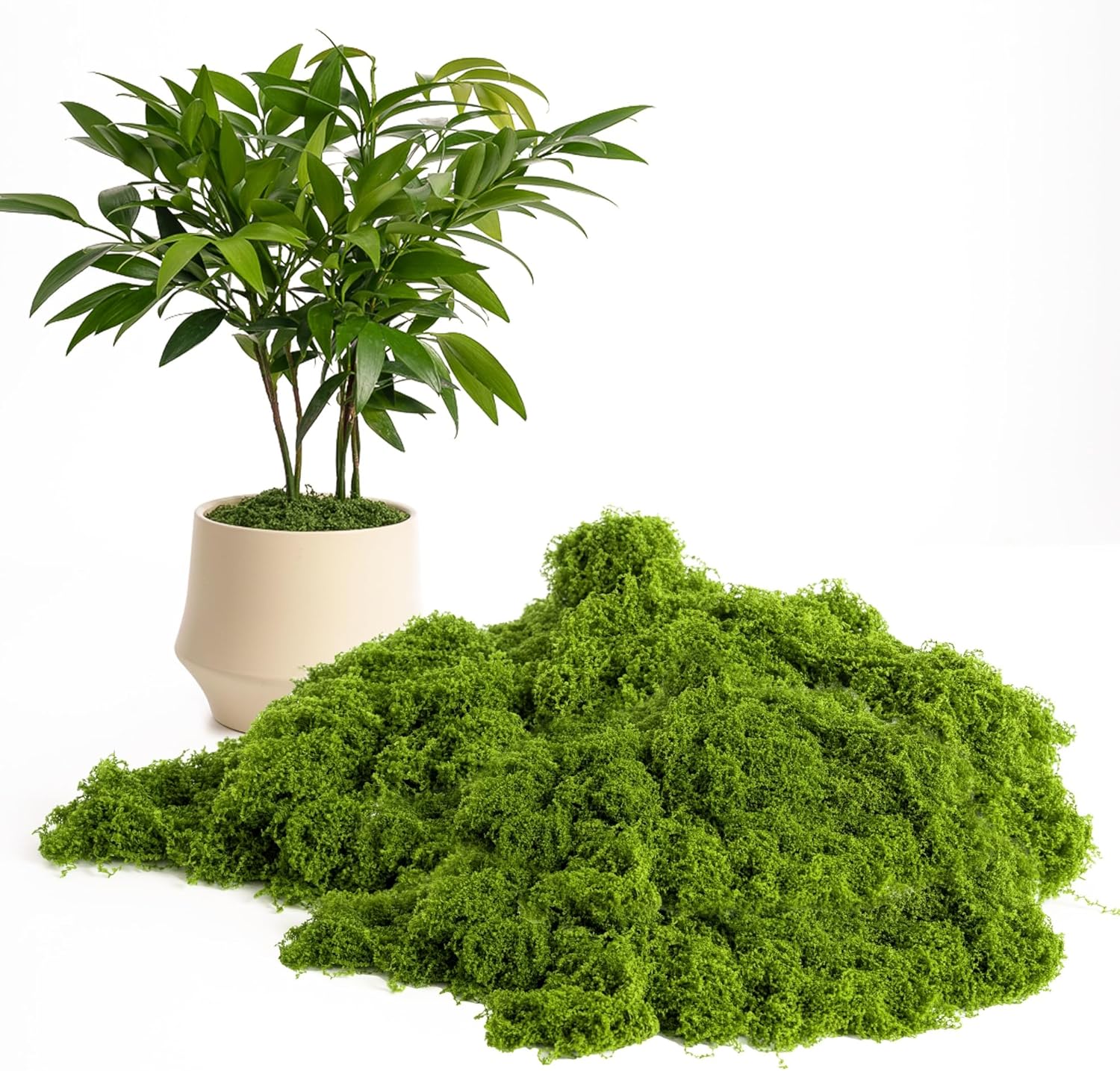 5.3OZ Fake Green Moss – Ultra-Realistic Artificial Preserved Moss. Perfect for crafts, DIY decor, potted mulching, fairy gardens, weddings & table centerpieces. Lifelike, no maintenance. (LIGHT GREEN)