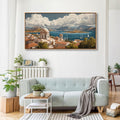 YDYSUNE Coastal Wall Art - Framed Ocean Wall Decor for Living Room Decoration, Retro Mediterranean Large Canvas Wall Art for Bedroom,Office artwork Coast Decor Picture Size 20x40 Inches