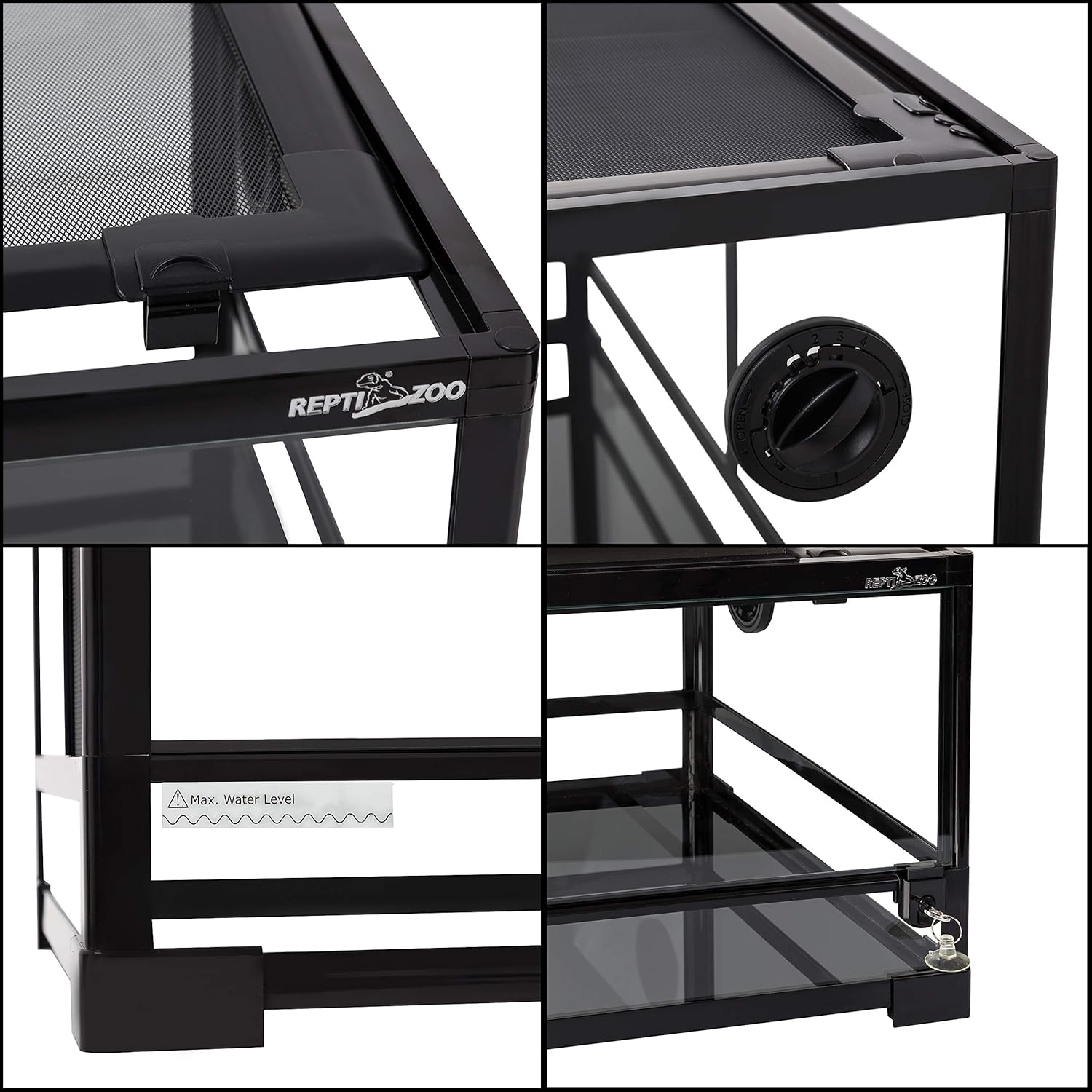 REPTI ZOO 67 Gallon Large Reptile Glass Terrarium Tank Double Hinge Door with Screen Ventilation Reptile Terrarium Cage 36" x 18" x 24"(Knock-Down)