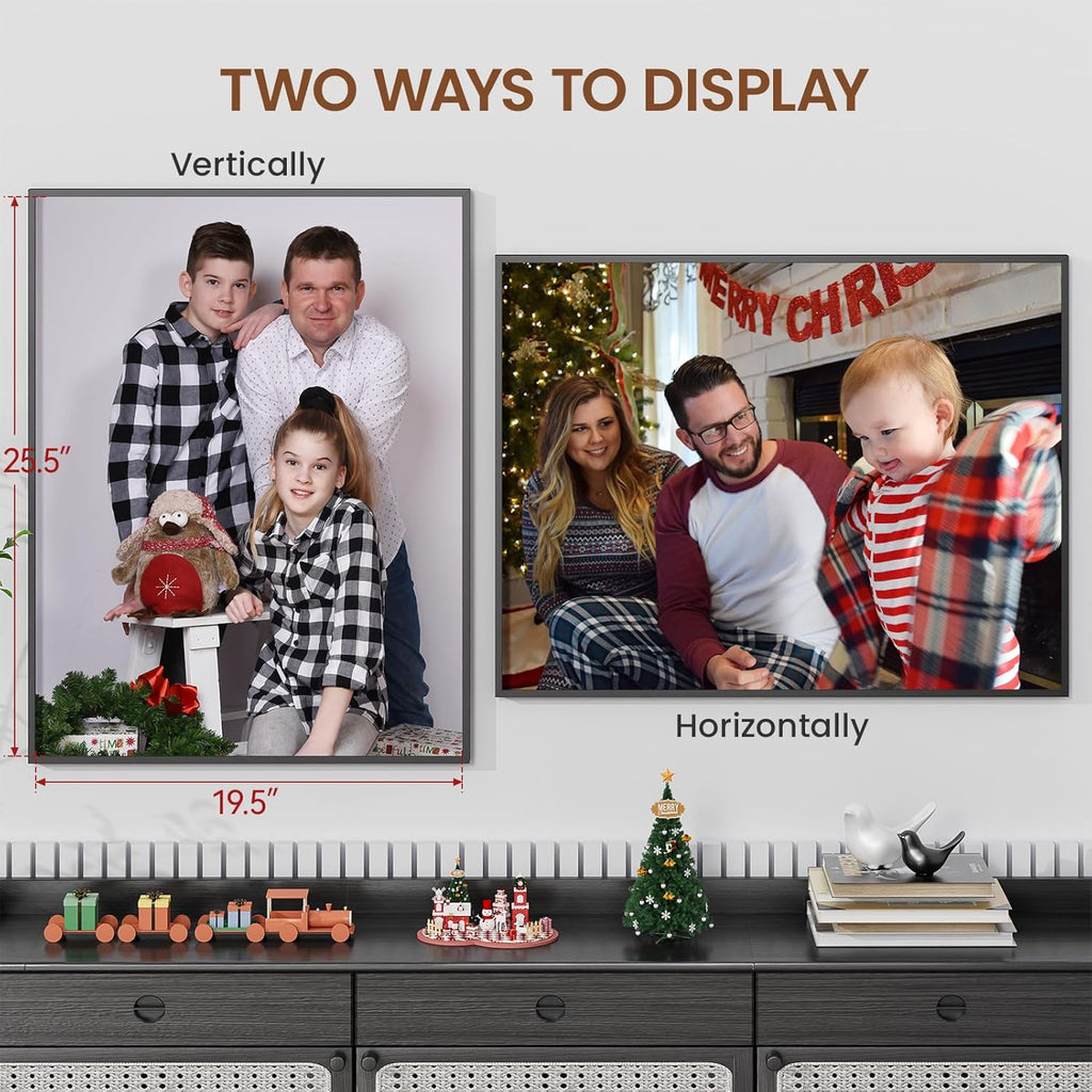 Heimlove 20x26 Metal Picture Frame,Black Aluminum Wall Gallery Poster Puzzles Artwork frames-Real Tempered Glass,Mounting Horizontally or Vertically Decor for Wall-1Pack