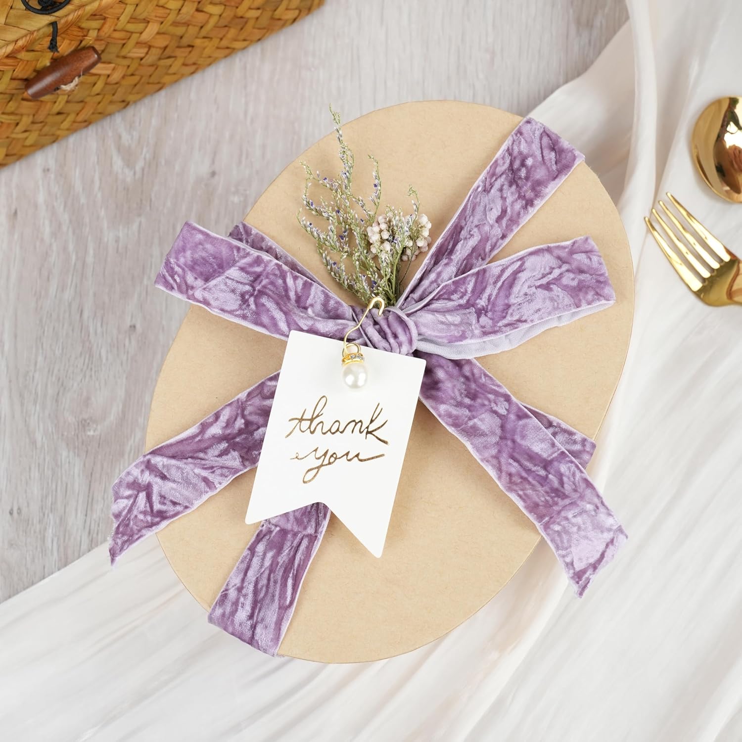 MAYREEL 1 Inch Dusty Purple Crushed Velvet Ribbon Lilac Vintage for Flower Bouquets Wedding Invitations Crafts Gift Wrapping Party Favor Boxes 10 Yards