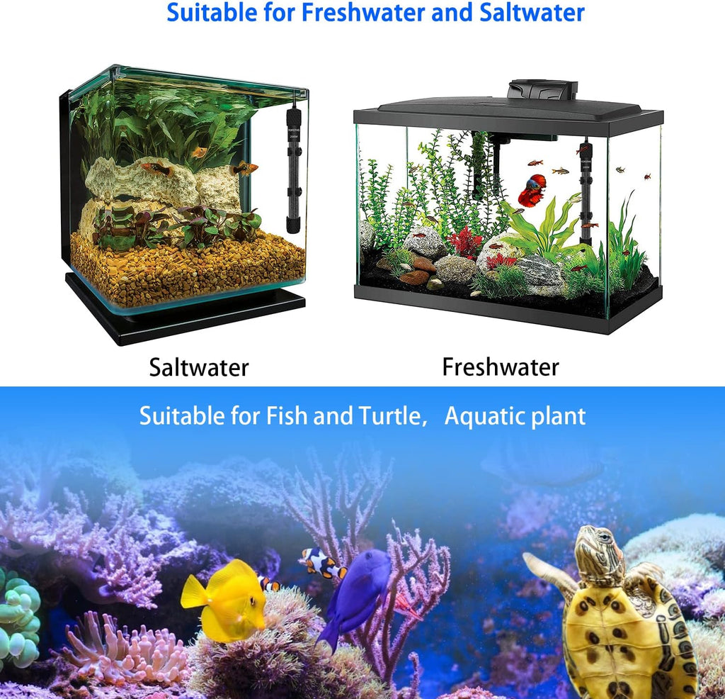 Adjustable Mini Aquarium Heater 20-40 Gallons Submersible Small Fish Tank Heater 200W Digital Display Thermostat External Temperature Controller (200W)