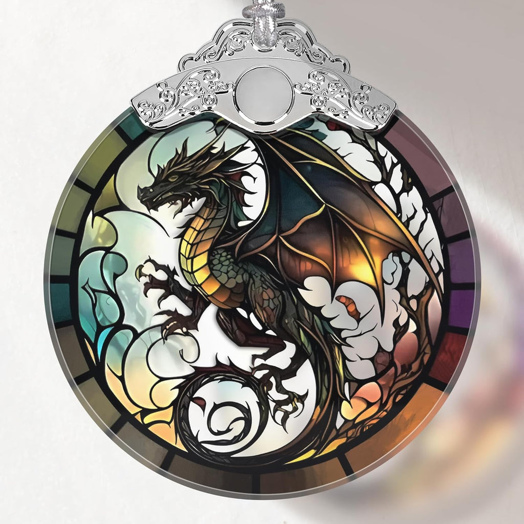 Dragon Stained Glass Ornament, Christmas Ornaments, Xmas Tree Decorations, Ornaments for Christmas Tree, Holiday Presents, Gift Exchange Ideas