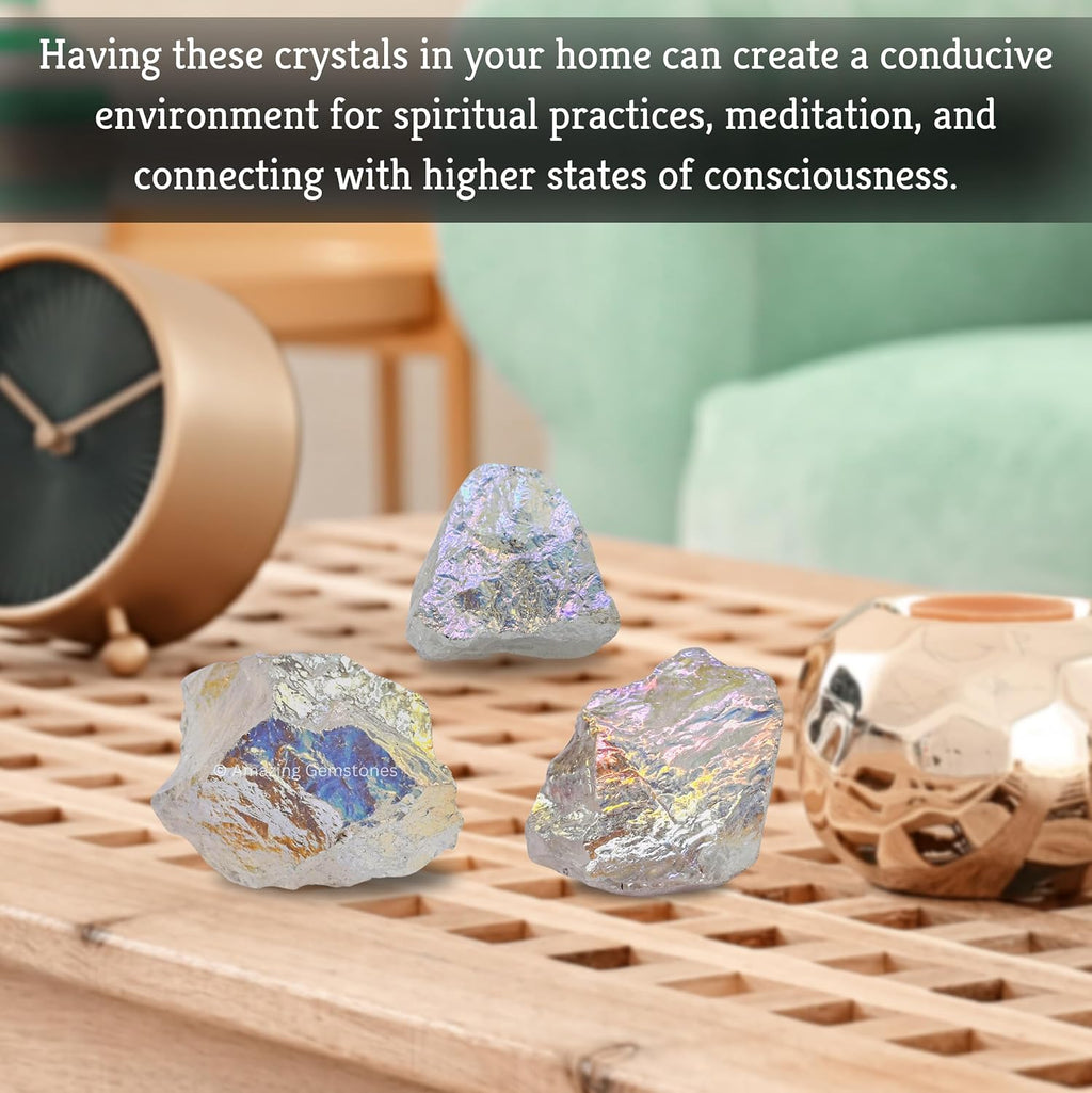 Amazing Gemstone Angel Aura Quartz Raw Crystals and Healing Stones, Natural Rocks for Meditation and DIY Raw Stones and Crystals (1 lb)