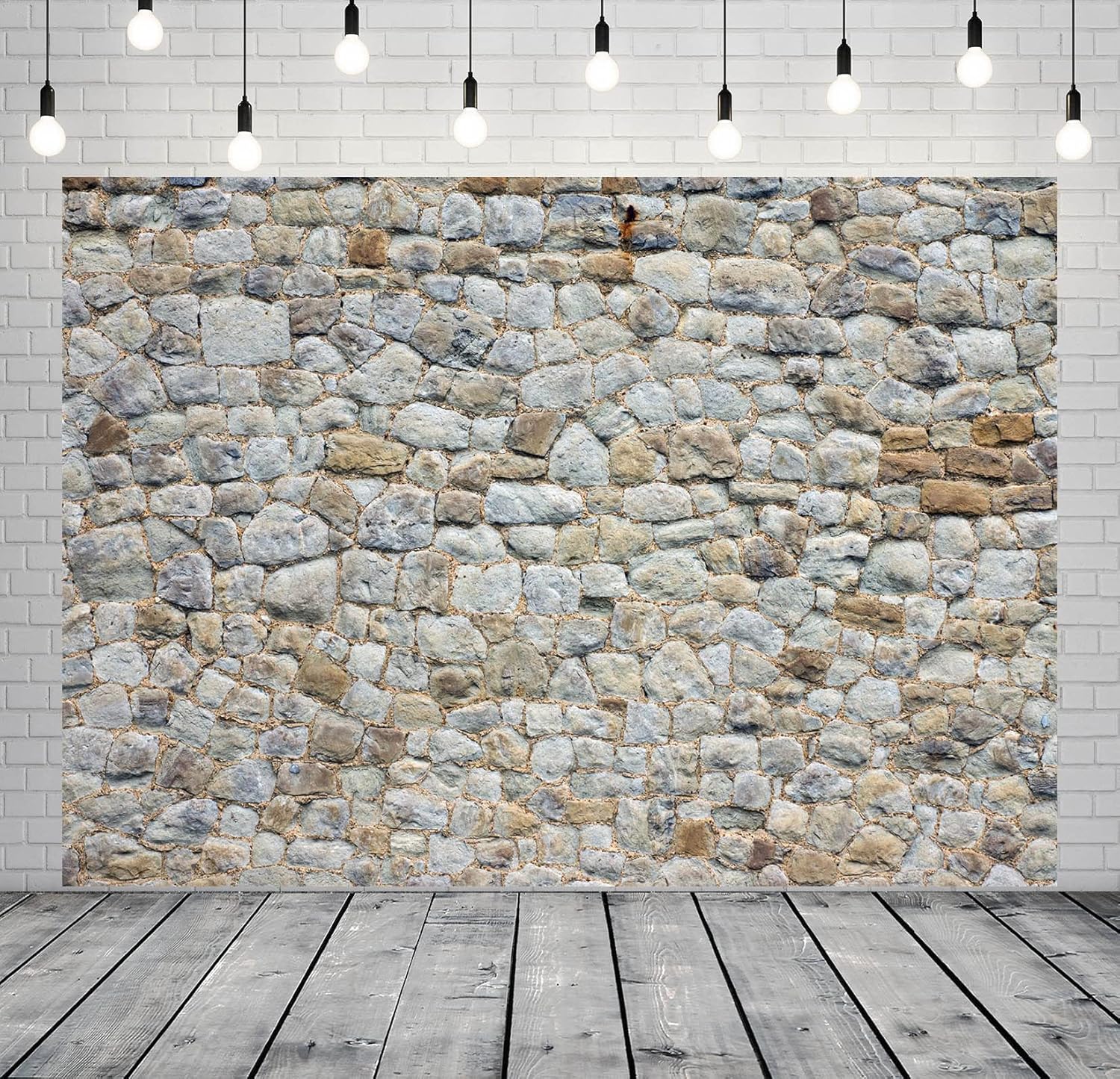 BELECO 8x6ft Fabric Vintage Brick Stone Wall Backdrop for Photography Ancient Rock Wall Textured Brick Stone Background Wallpaper Castle Stone Wall for Party Decorations Studio Booth Photo Props
