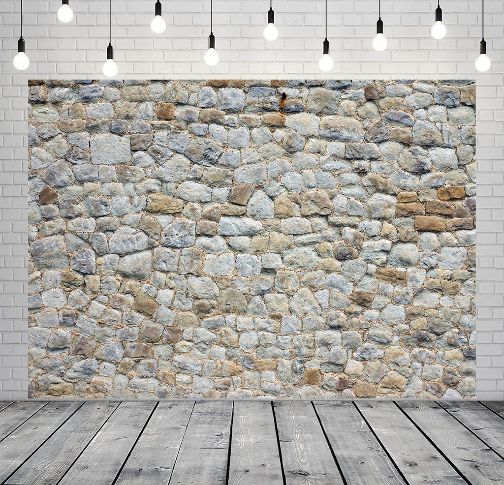 BELECO 5x4ft Fabric Vintage Brick Stone Wall Backdrop for Photography Ancient Rock Wall Textured Brick Stone Background Wallpaper Castle Stone Wall for Party Decorations Studio Booth Photo Props