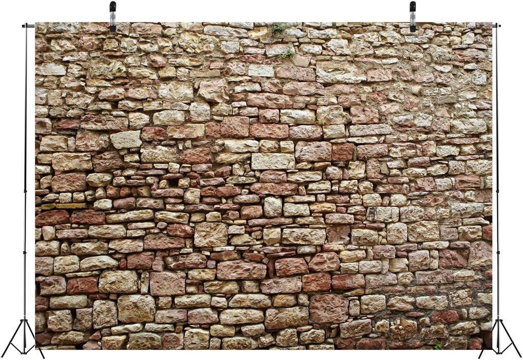 10x6.5ft Fabric Rustic Stone Wall Photography Backdrop Nostalgia Irregular Rock Brick Texture Background Birthday Party Decoration Kid Adult Artistic Portrait Seamless Scene Photo Shoot Props