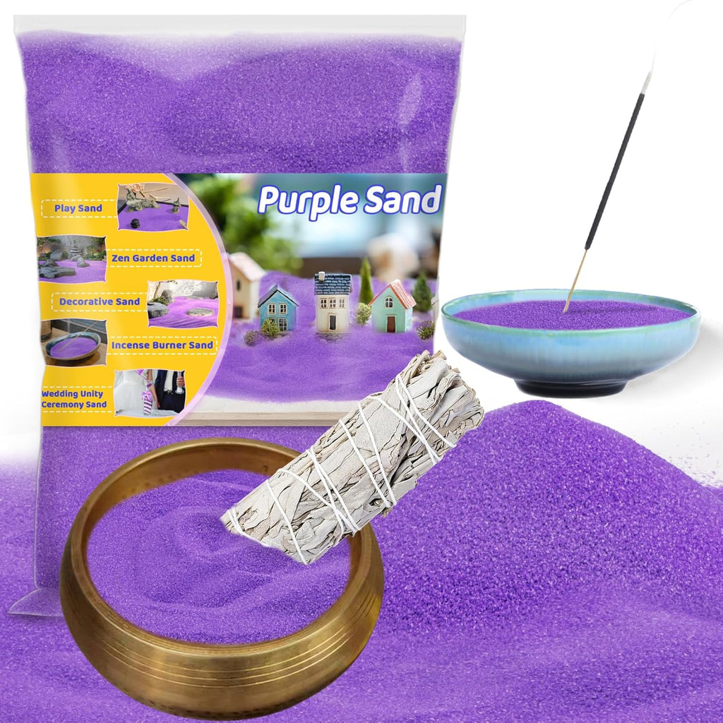 RAINFLOW 15 OZ Fine Purple Sand for Crafts - Colored Quartz Zen Garden Sand Decorative for Vases Filler, Wedding Unity Ceremony, Incense Burner, Ritual Incense