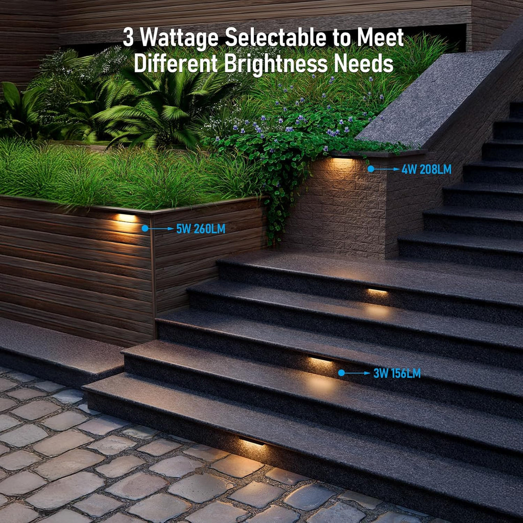 LEONLITE 12-Pack 7 Inch LED Hardscape Lighting, Update Retaining Wall Lights, 3W/4W/5W Dimmable Outdoor Step Lights, 12-24V AC/DC Paver Light Low Voltage, LED Landscape Lighting, 2700K Soft White, ETL