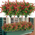 6 Bundles Artificial Flowers, Fake Artificial Greenery UV Resistant No Fade Faux Plastic Plants for Wedding Bridle Bouquet Indoor Outdoor Home Garden Kitchen Office Table Vase (Red)