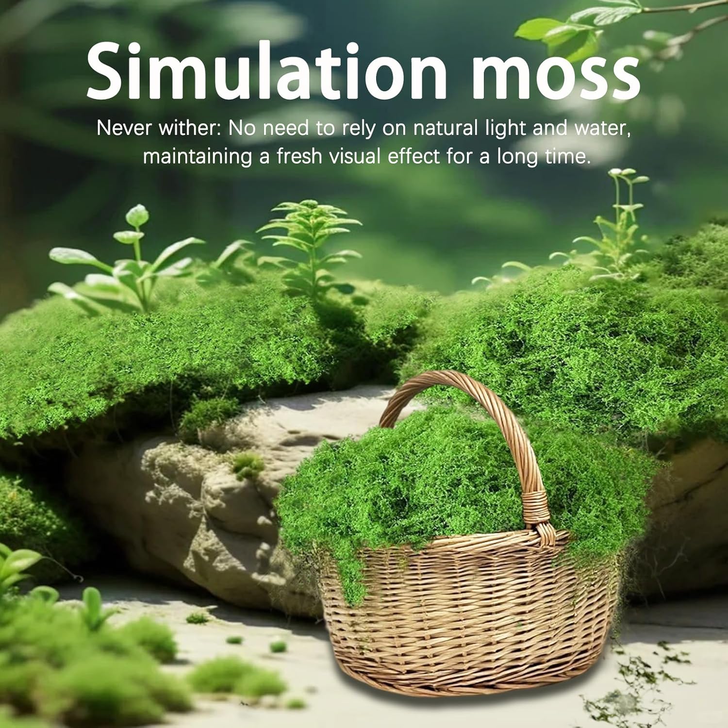 Fake Green Moss for Potted Plants, Artificial Moss, Preserved Moss for DIY Decorating Craft Art Potted Wedding Accessories Fairy Garden Accessories, 1.76oz