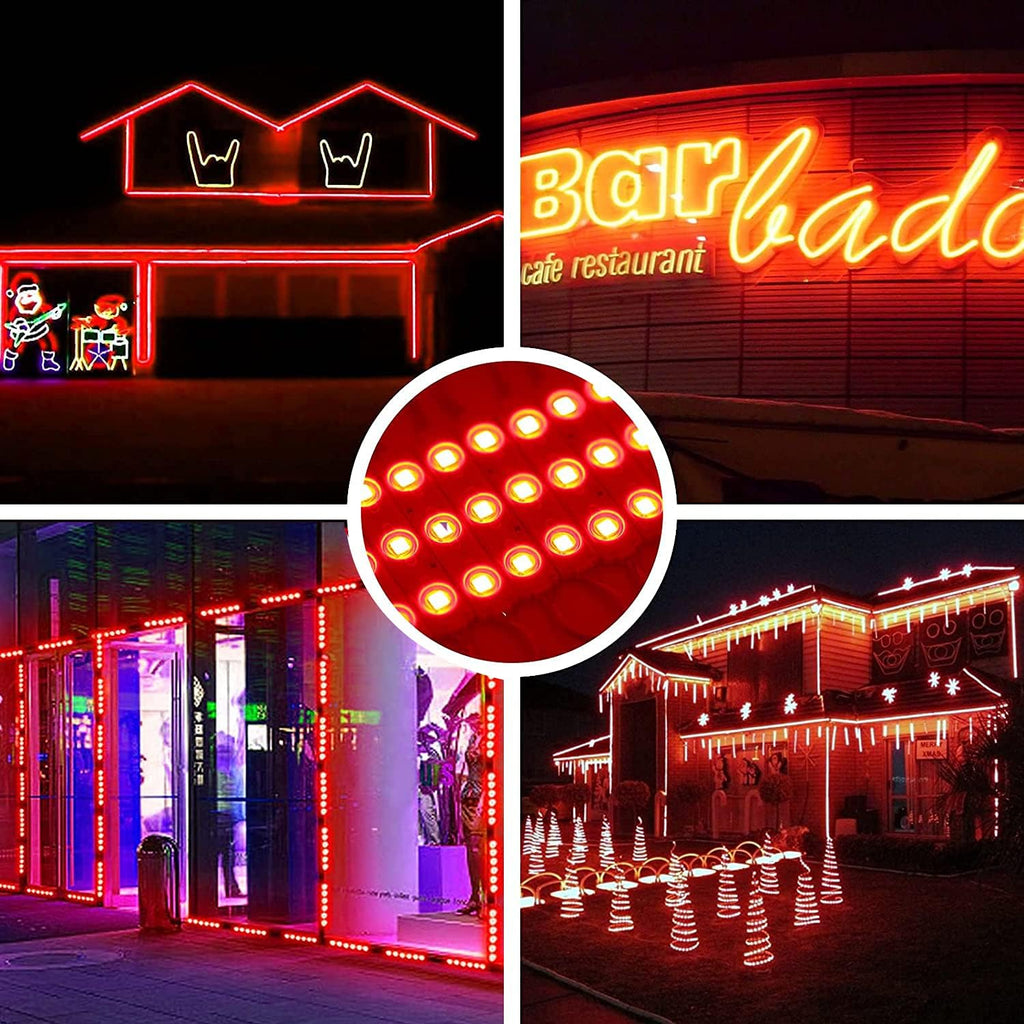 LED Module, 100PCS Red Light for Signs, 12V DC 5630 SMD 3 LED Window Light, Waterproof for Letter Advertising Sign Decor (Red, Power Supply NOT Included)