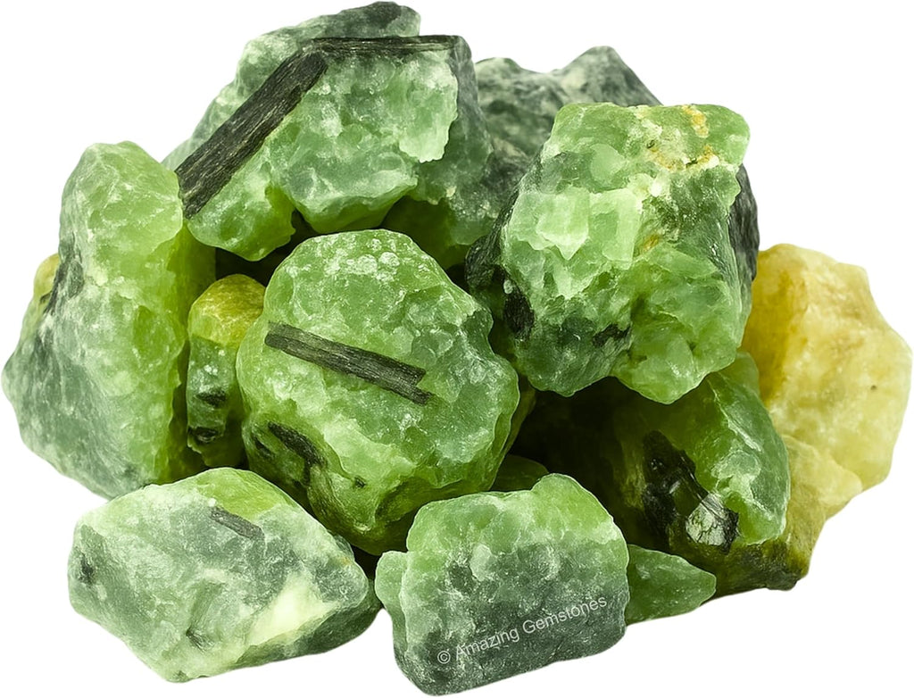 Amazing Gemstone 2 Pieces Prehnite Raw Crystals and Healing Stones, Natural Rocks for Tumbling and DIY Raw Stones and Crystals