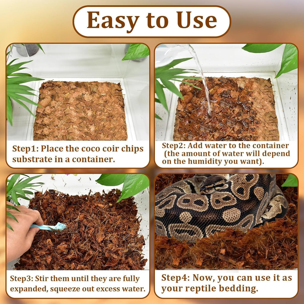 Halatool 10LB Coconut Chips Substrate 72QT Natural Coconut Husk for Reptiles Coco Cypress Mulch Aquarium Terrarium Bedding for Corn Snake Ball Python Tortoise Frog Gecko Hermit Crab Reptile Tank