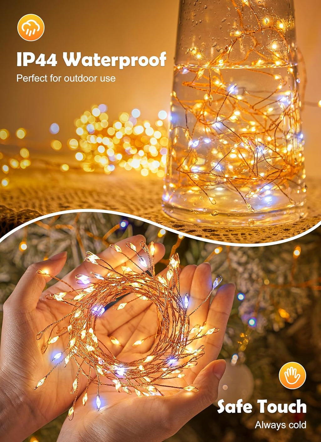 Twinkling Fairy Lights Plug in, 10FT 200LED Twinkle Lights - Firecracker String Lights, Christmas Tree Lights Waterproof for Bedroom, Garden, Patio, DIY Wreath, Indoor Outdoor Christmas Decorations
