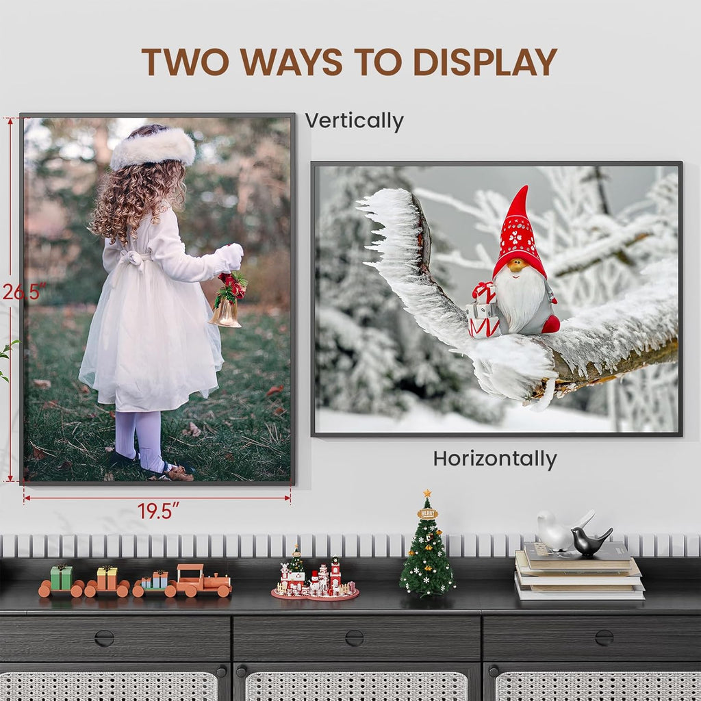 Heimlove 20x27 Metal Picture Frame,Black Aluminum Wall Gallery Poster Puzzles Artwork frames-Real Tempered Glass,Mounting Horizontally or Vertically Decor for Wall-1Pack