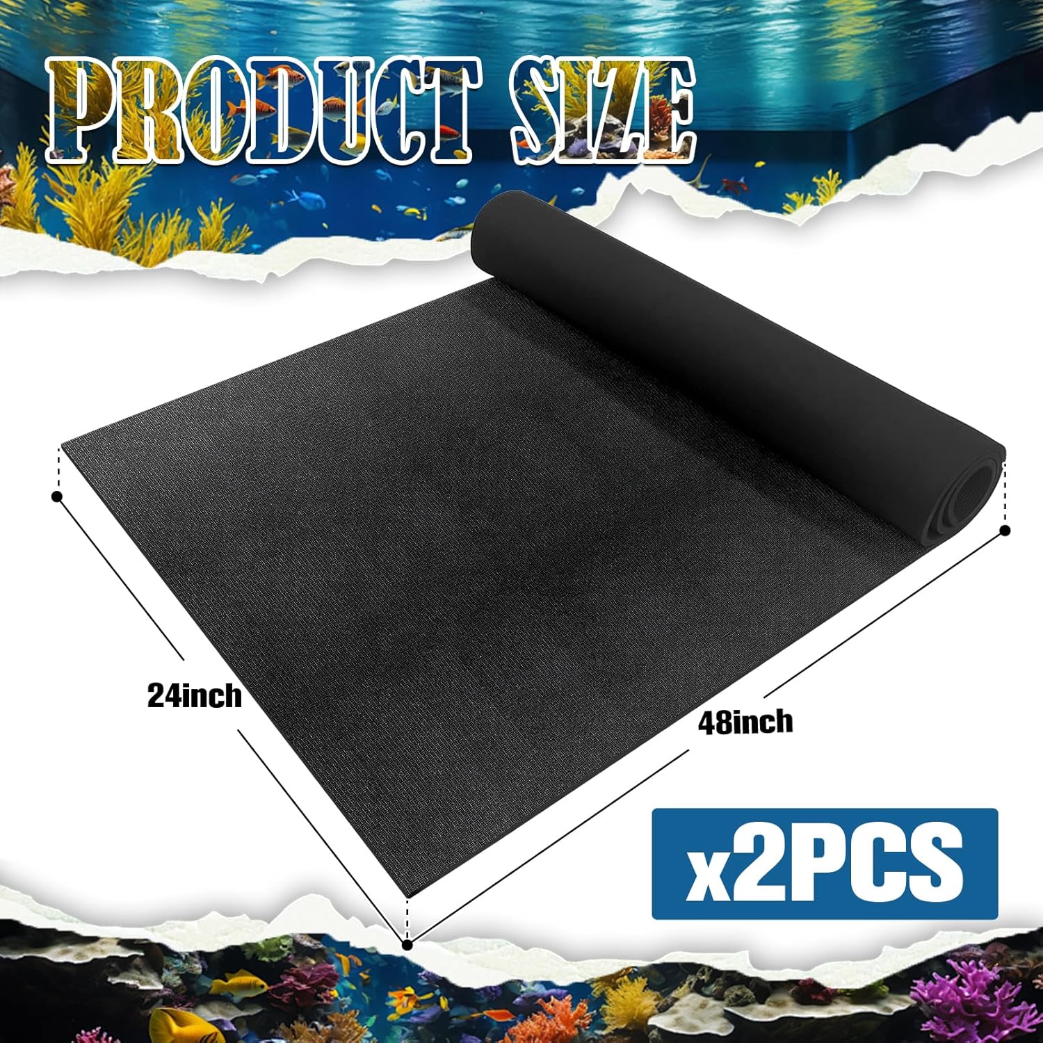 48x24 Inch Aquarium Leveling Mat - Neoprene Non-Slip Shockproof Fish Tank Pad, 0.2" Thick Waterproof Tank Base Cushion for Uneven Surfaces, Cut-to-Size Floor & Desktop Protector