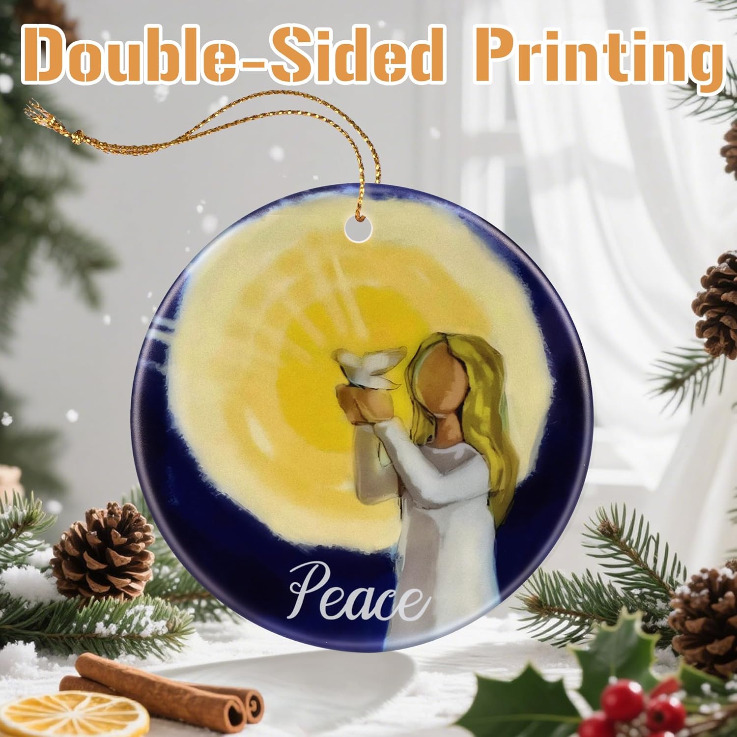 Peace Angel Christmas Ornament, Christmas Tree Ornaments, Keepsake Ornaments, Holiday Decor, Peace Gift, Holiday or Xmas Gifts, Gifts for Friends and Family