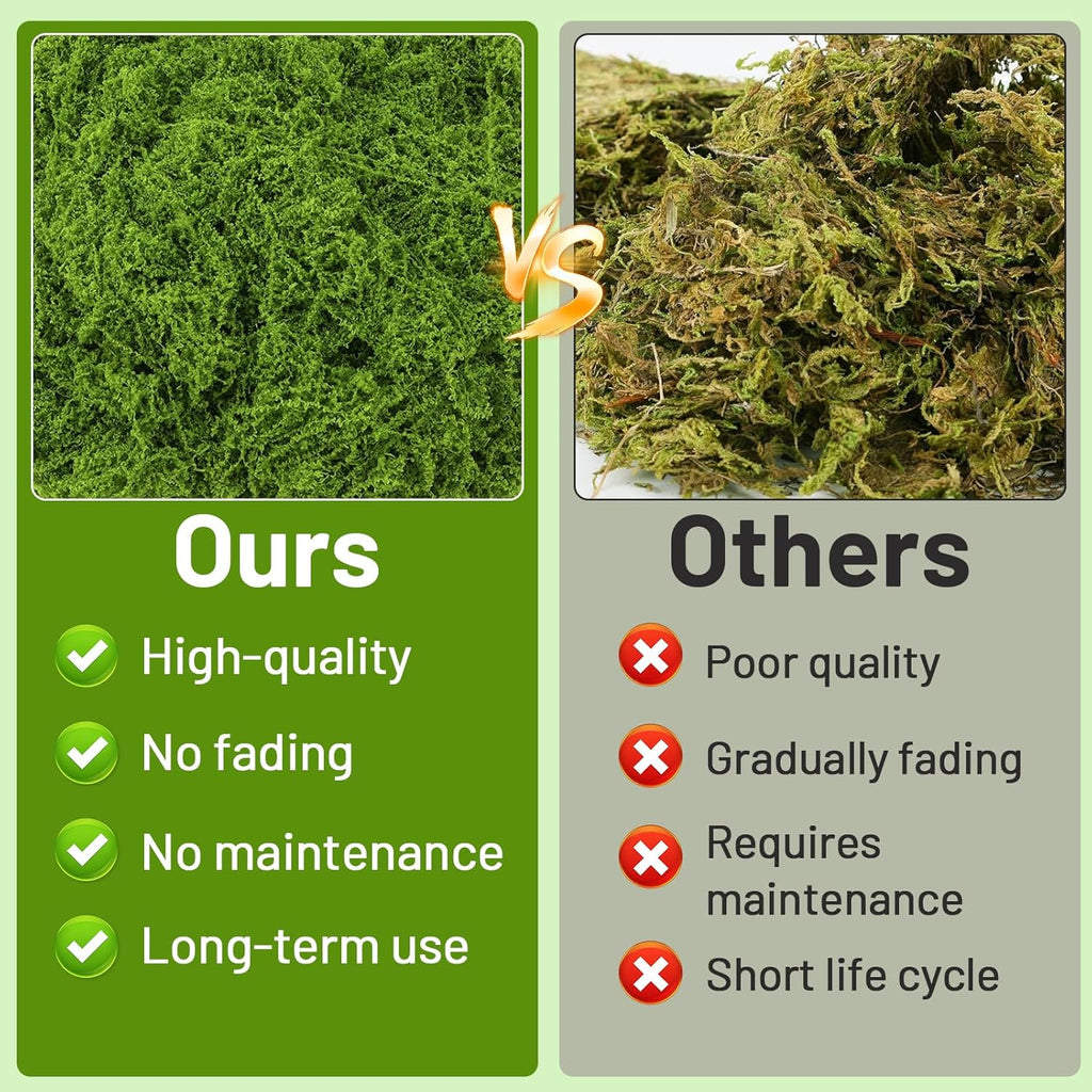 Jollidecor 1.54 LB Fake Moss for Crafts, Artificial Decorative Light Green and Dark Green Faux Moss DIY Fairy Garden Decor for Indoor Decor