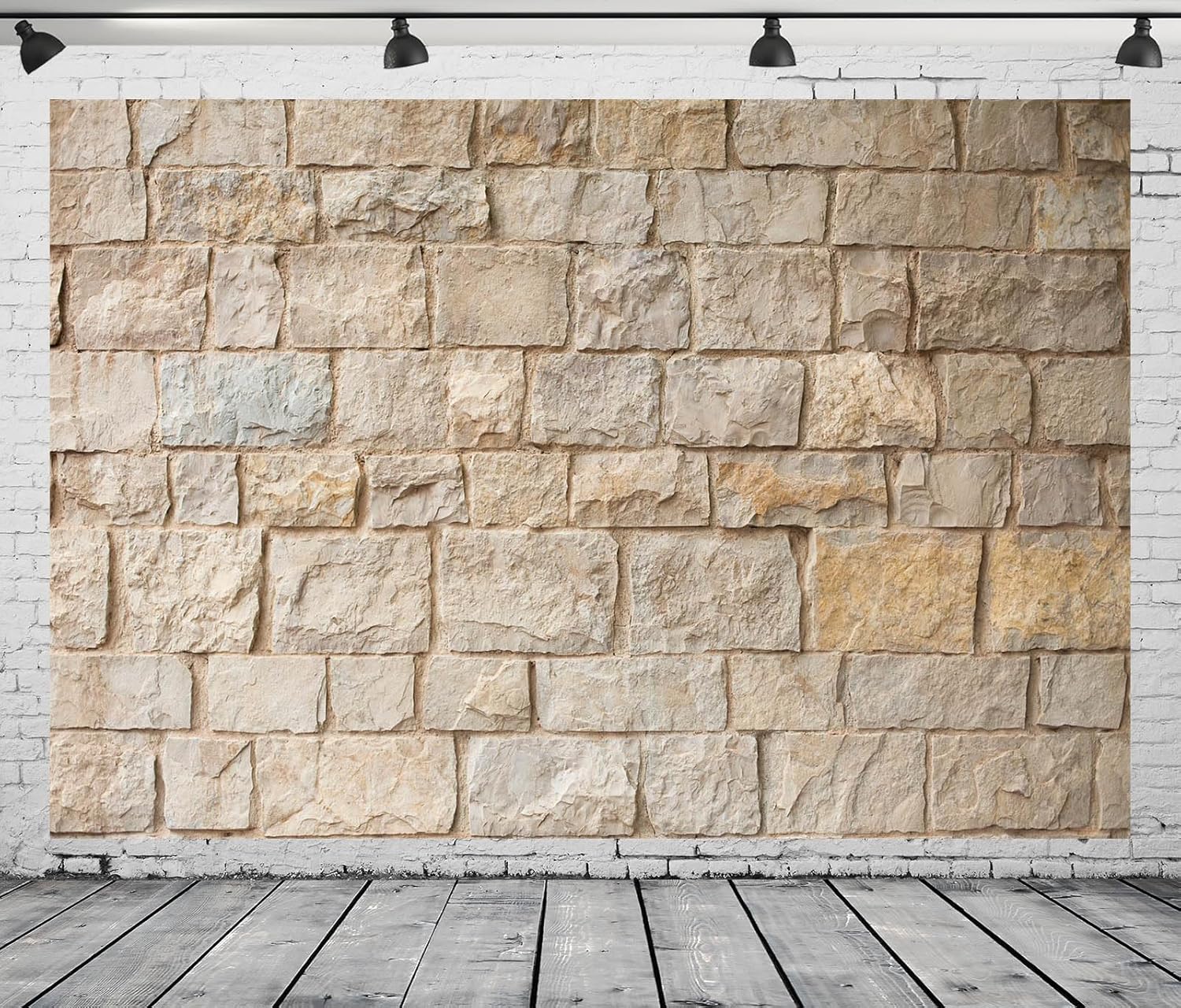 12x8ft Fabric Brick Stone Wall Backdrop - Old Outdoor Rock Stone Textures Background for Medieval Castle Party Decorations, Baby Shower, Kids, Adults Portarit Photo Props
