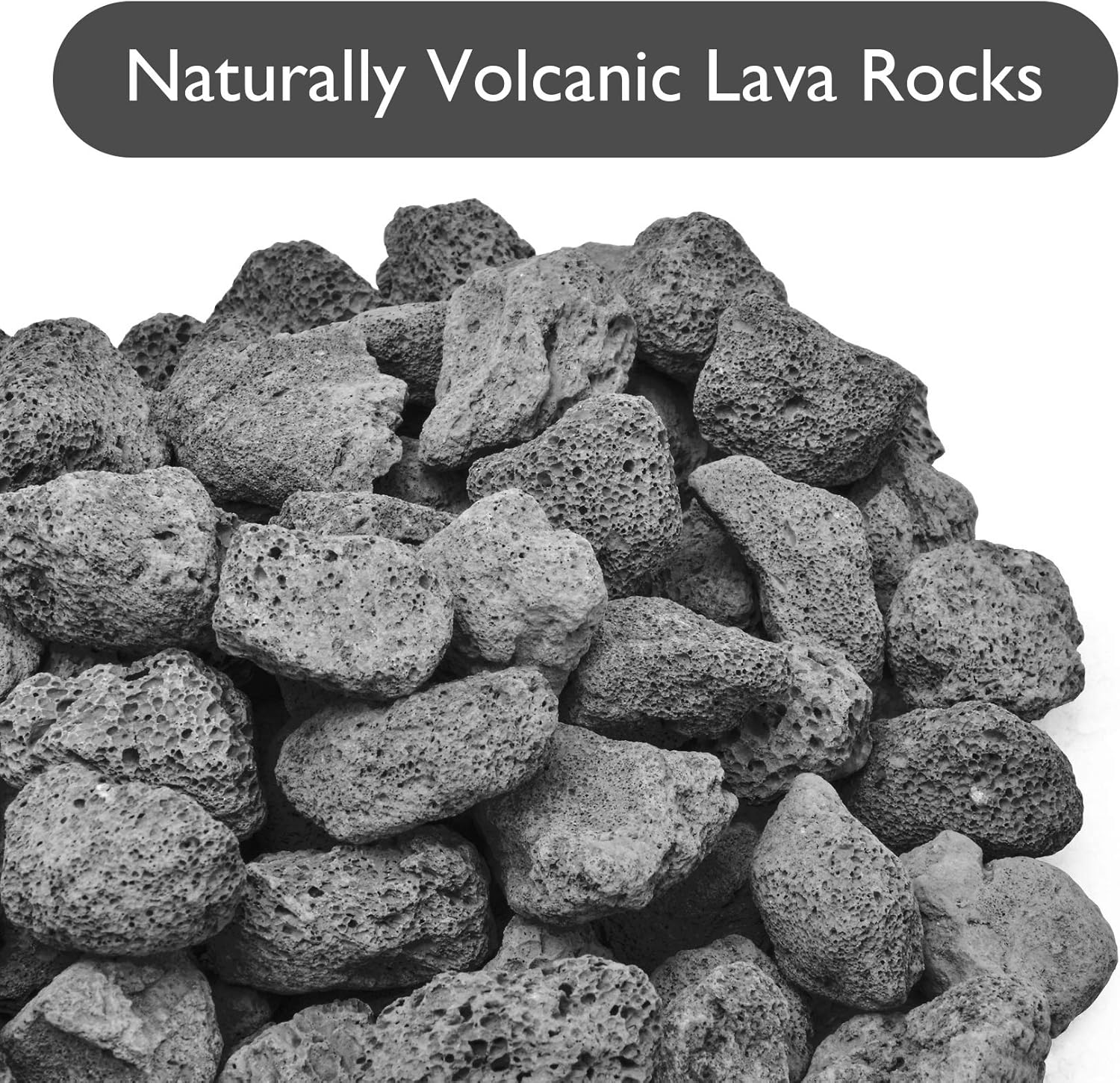Skyflame 10LB Lava Rocks for Fire Pits, Fire Tables, Fireplaces, Garden Landscaping Decoration, Indoor and Outdoor Use, 1"-2" Natural Sizes, Black