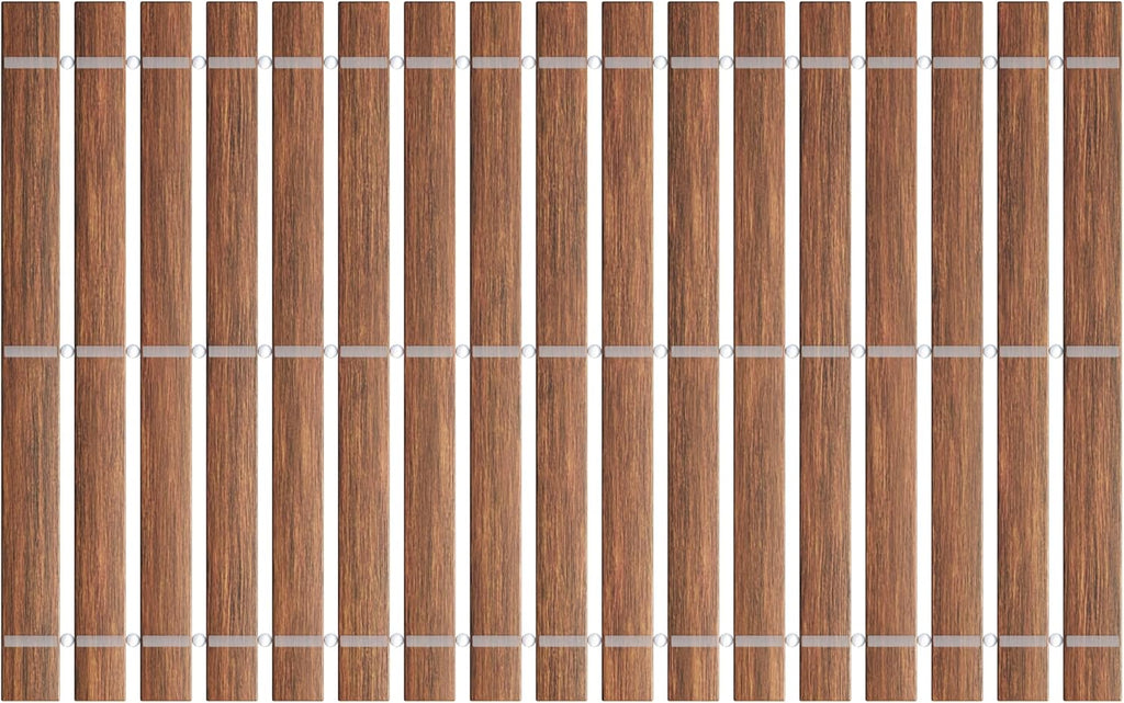 Teak String Shower Mat,Wood Non Slip Bath Mats for Bathroom, Quick Dry Bath Tub Mat for Spa, Sauna, Pool, Hot Tub Flooring Decor and Protector(19.7" W x 31.5" L)