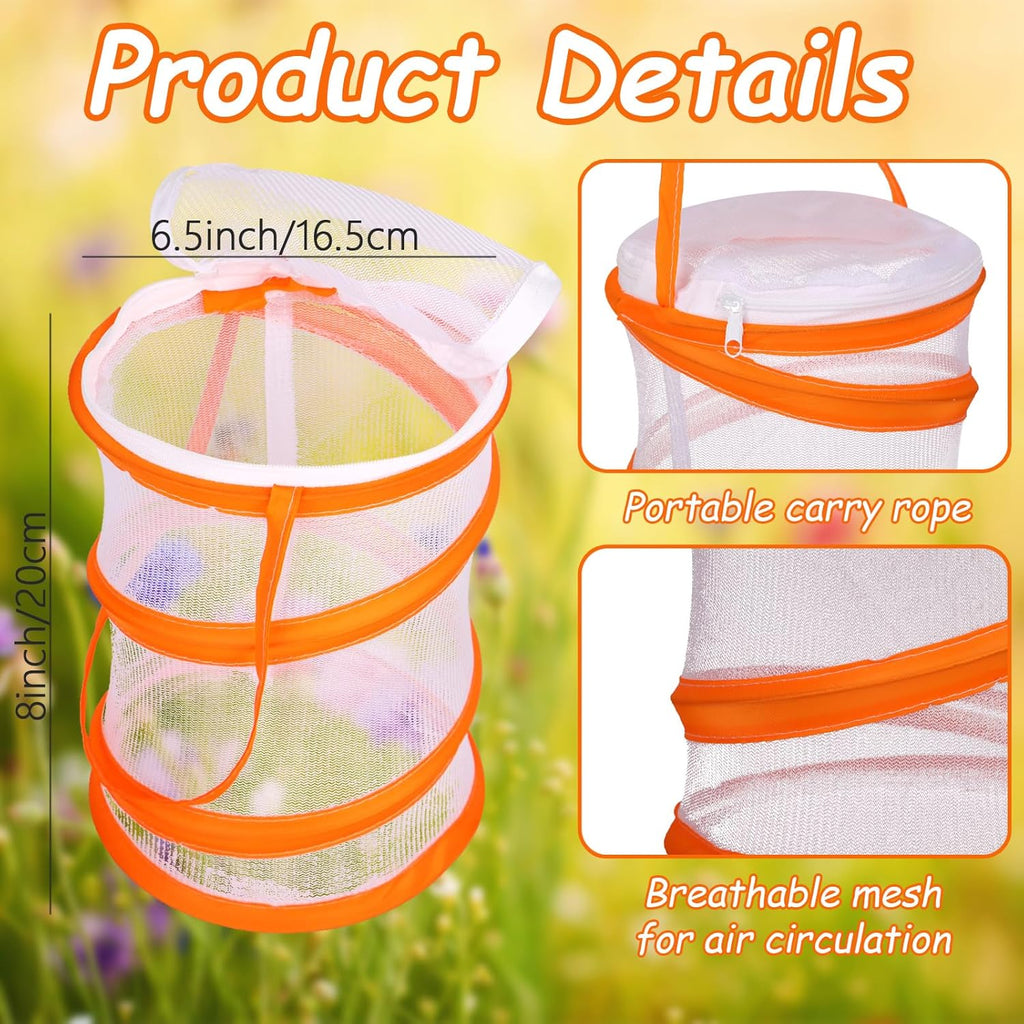 Mini Butterfly Habitat Cage Butterfly Growing Kit Bulk Butterfly Cage Mini Butterfly Net Habitat Clear Container Terrarium Mesh Enclosure Collapsible Insect Mesh Cage with Zipper (Multi)