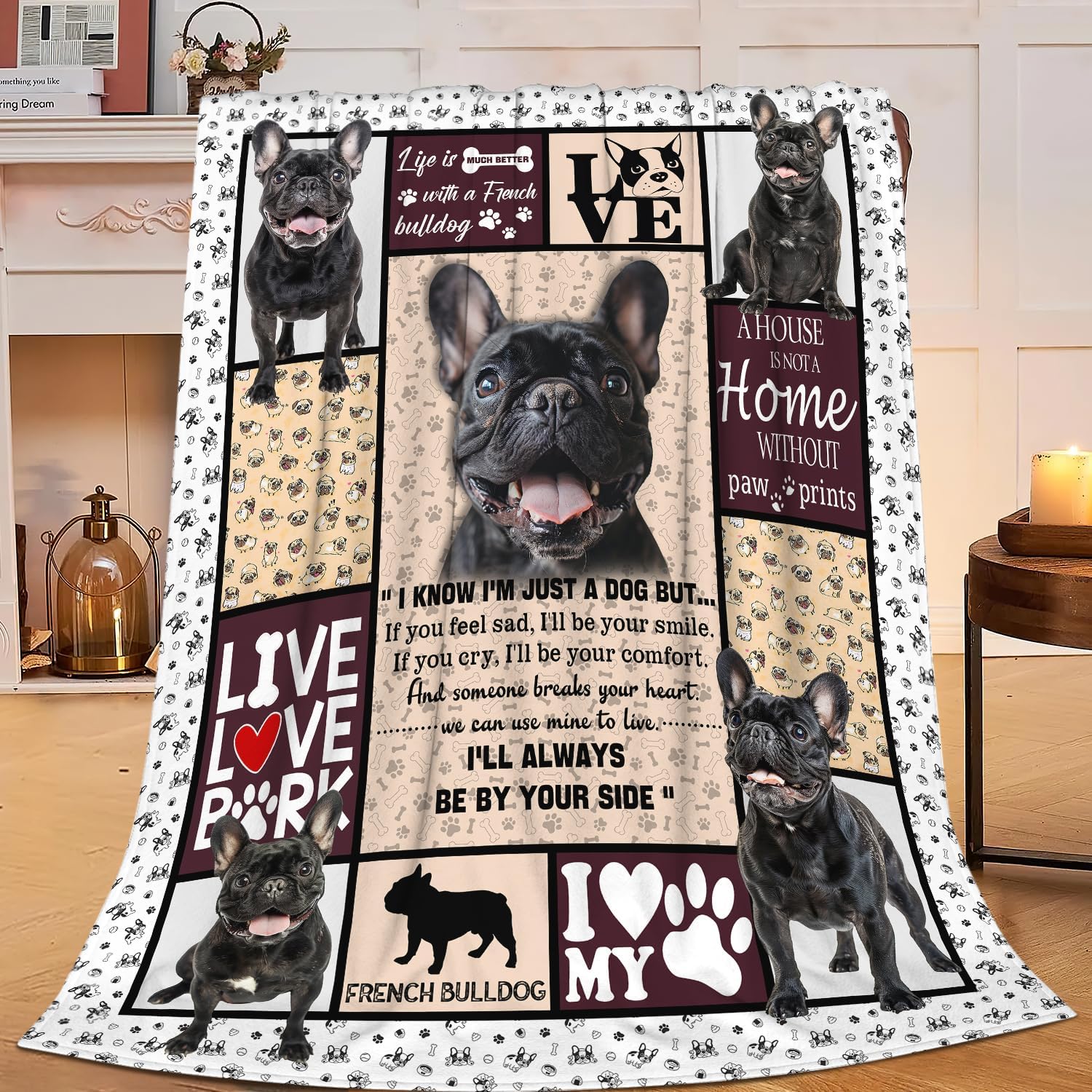 Pug Blanket Pug Throw Blanket Dog Flannel Stuff Merch Cozy Decor Fleece Plush Fuzzy Warm Soft Lightweight Bedding Gifts for Dog Lover Girls Women Men Boy Couch Sofa 80"X60"