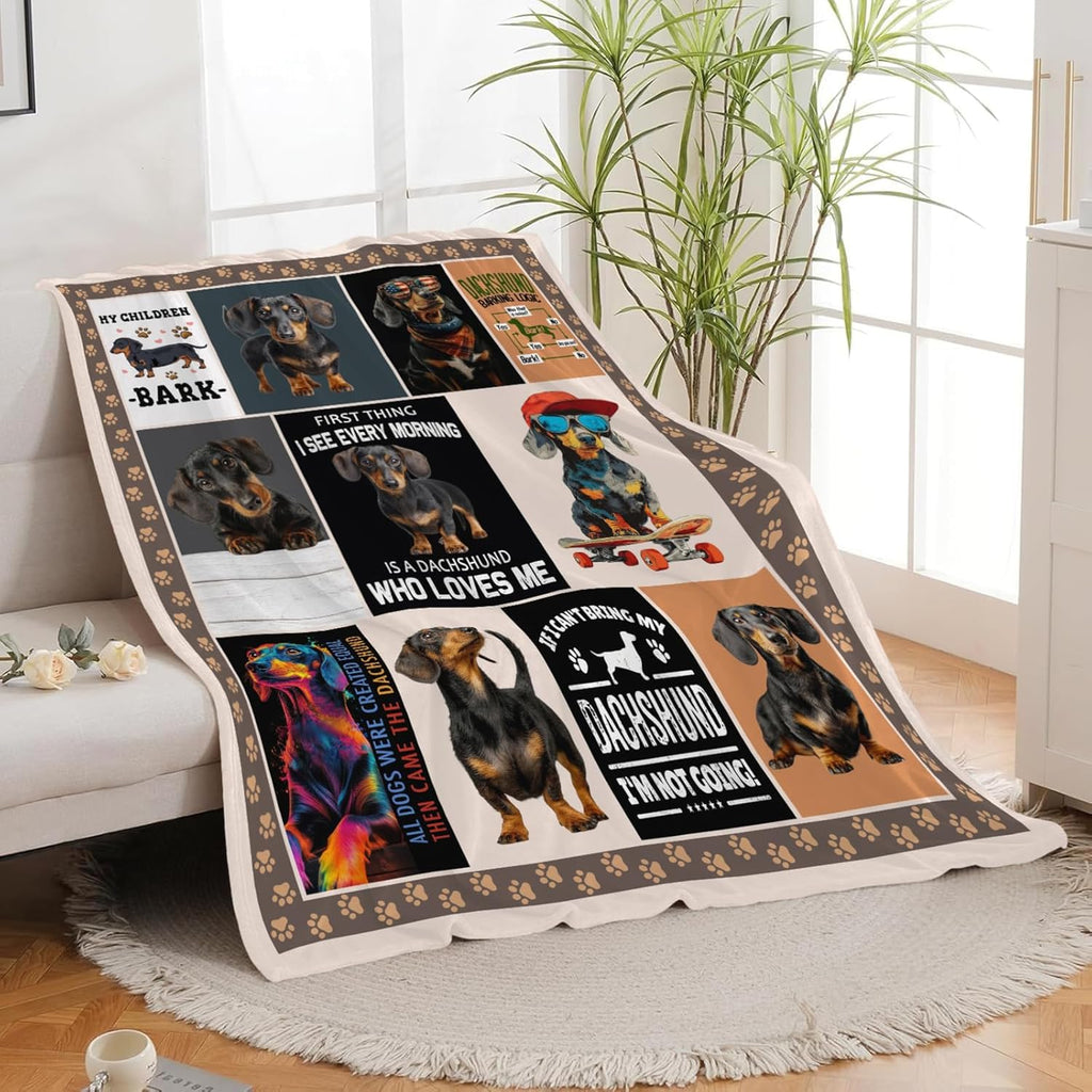Dachshund Throw Blanket Weiner Dog Dachshund Puppy Stuff Gifts for Dog Lover Kids Girls Boys Adults Women Men Soft Cozy Warm Plush Fluffy Fuzzy Fleece Blanket Decor 40''X50''