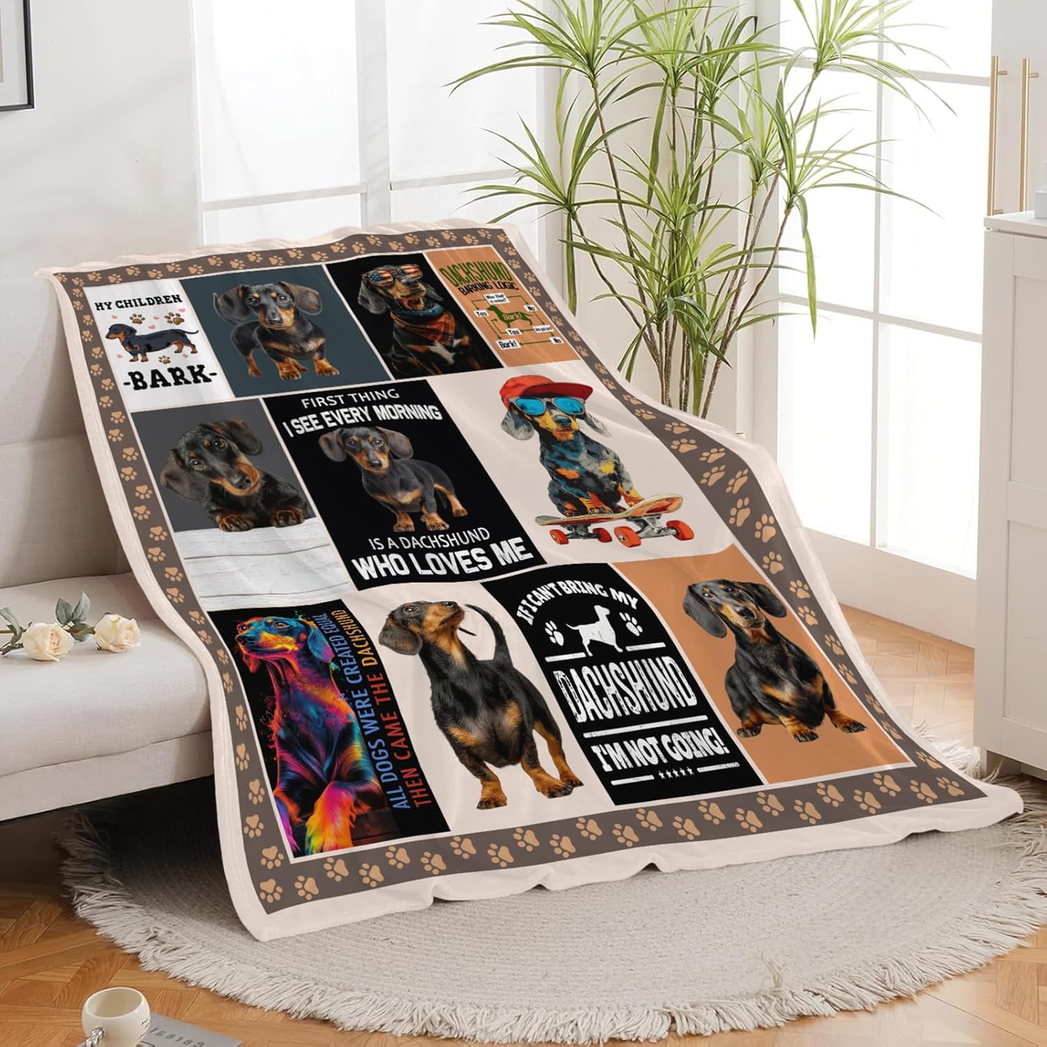 Dachshund Throw Blanket Weiner Dog Dachshund Puppy Stuff Gifts for Dog Lover Kids Girls Boys Adults Women Men Soft Cozy Warm Plush Fluffy Fuzzy Fleece Blanket Decor 40''X50''