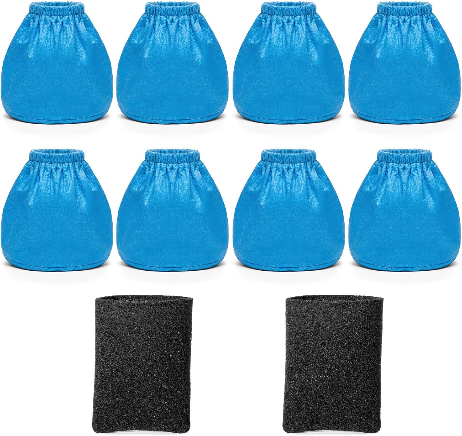 8 Pack VRC2 Cloth Filters + 2 Pack VFF21 Foam Filter Kit Compatible with Vacmaster 1.5 to 3.2 Gallon Wet/Dry Vacuums, Also Fit for Armor All 2.5 Gallon Shop Vacuums AA155 AA256 AA255