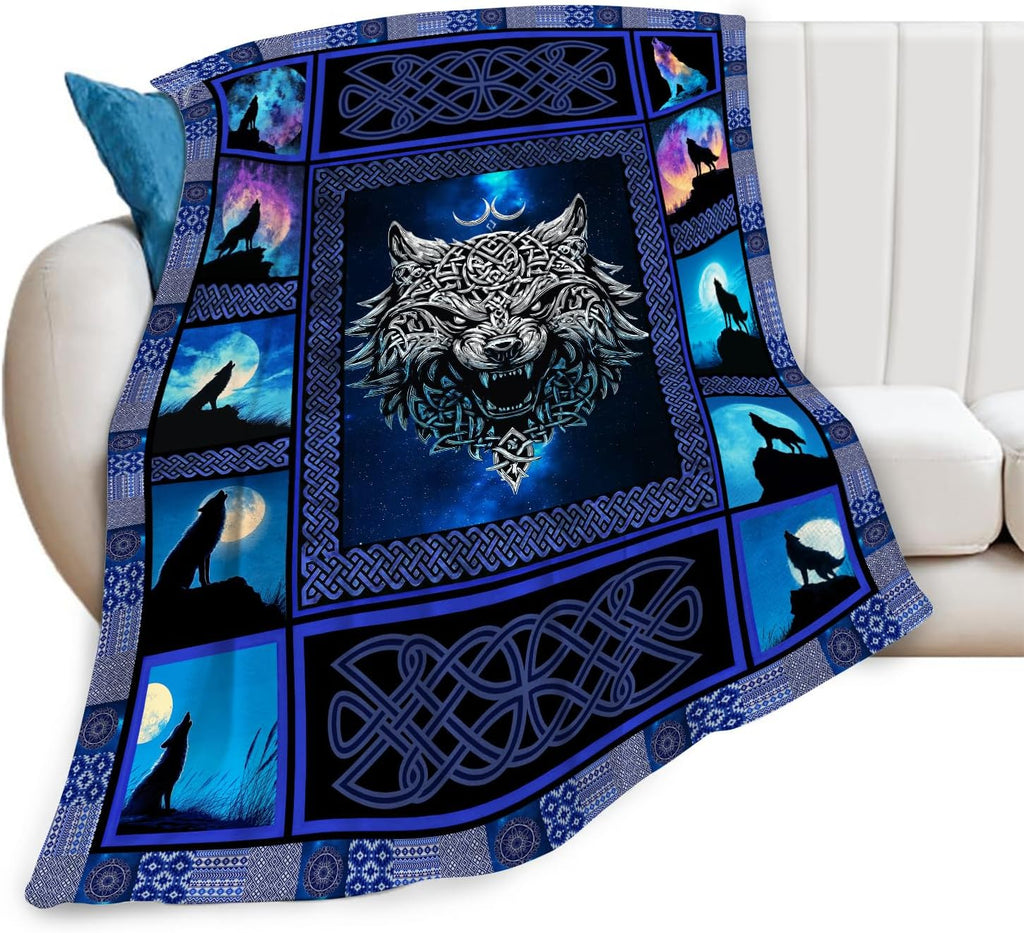 Wolf Throw Blanket Wolf Stuff Gifts for Kids Girls Boys Adults Women Men Soft Cozy Warm Plush Fluffy Fuzzy Fleece Blanket Decor 50''X60''