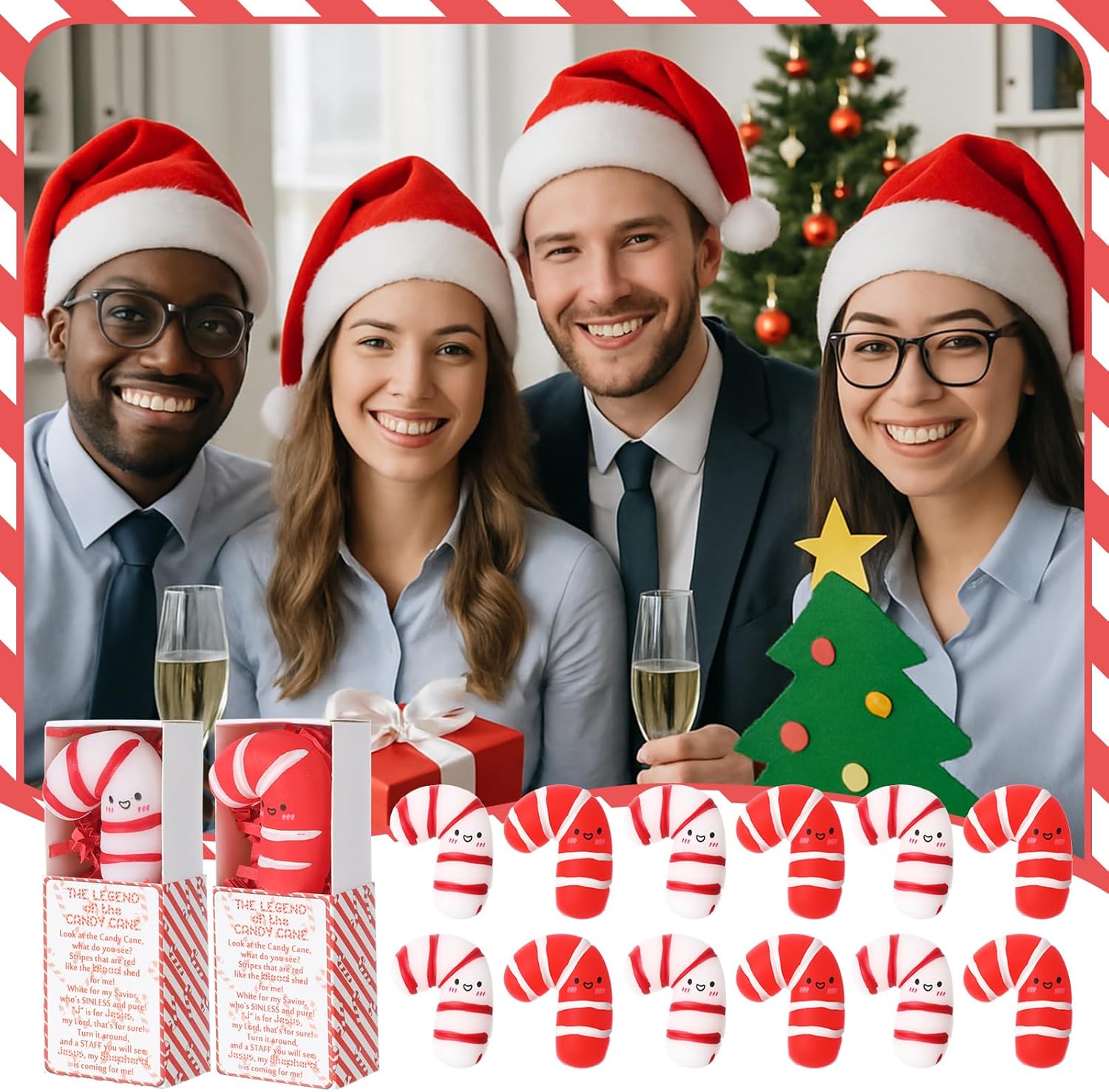 Wettarn 36 Sets Christmas Jesus Gifts Candy Cane Stress Balls with Christian Story Boxes Religious Party Favors for Church Office Sunday School Rewards Stocking Stuffers