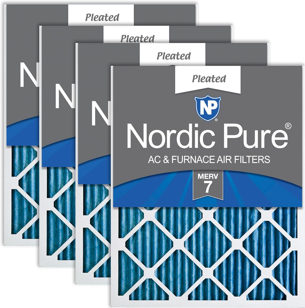 Nordic Pure 20x25x1 (Actual Size: 19 1/2 x 24 1/2 x 3/4) Pleated MERV 7 Air Filters 4 Pack
