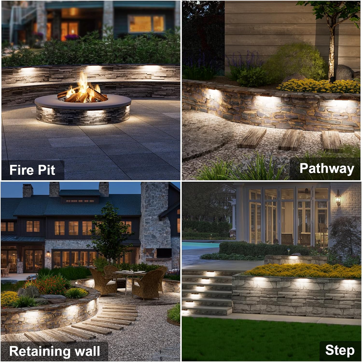 VOLISUN 8 Pack 7 Inch Retaining Wall Lights, Waterproof LED Hardscape Lighting, Cuttable Low Voltage Landscape Lighting, 12V Paver Lights, 3W Outdoor Step Lights, 5000K Daylight, ETL