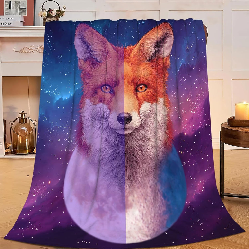 Fox Throw Blanket Orange Fox Stuff Gifts for Kids Girls Boys Adults Women Men Soft Cozy Warm Plush Fluffy Fuzzy Fleece Blanket Decor 40''X50''