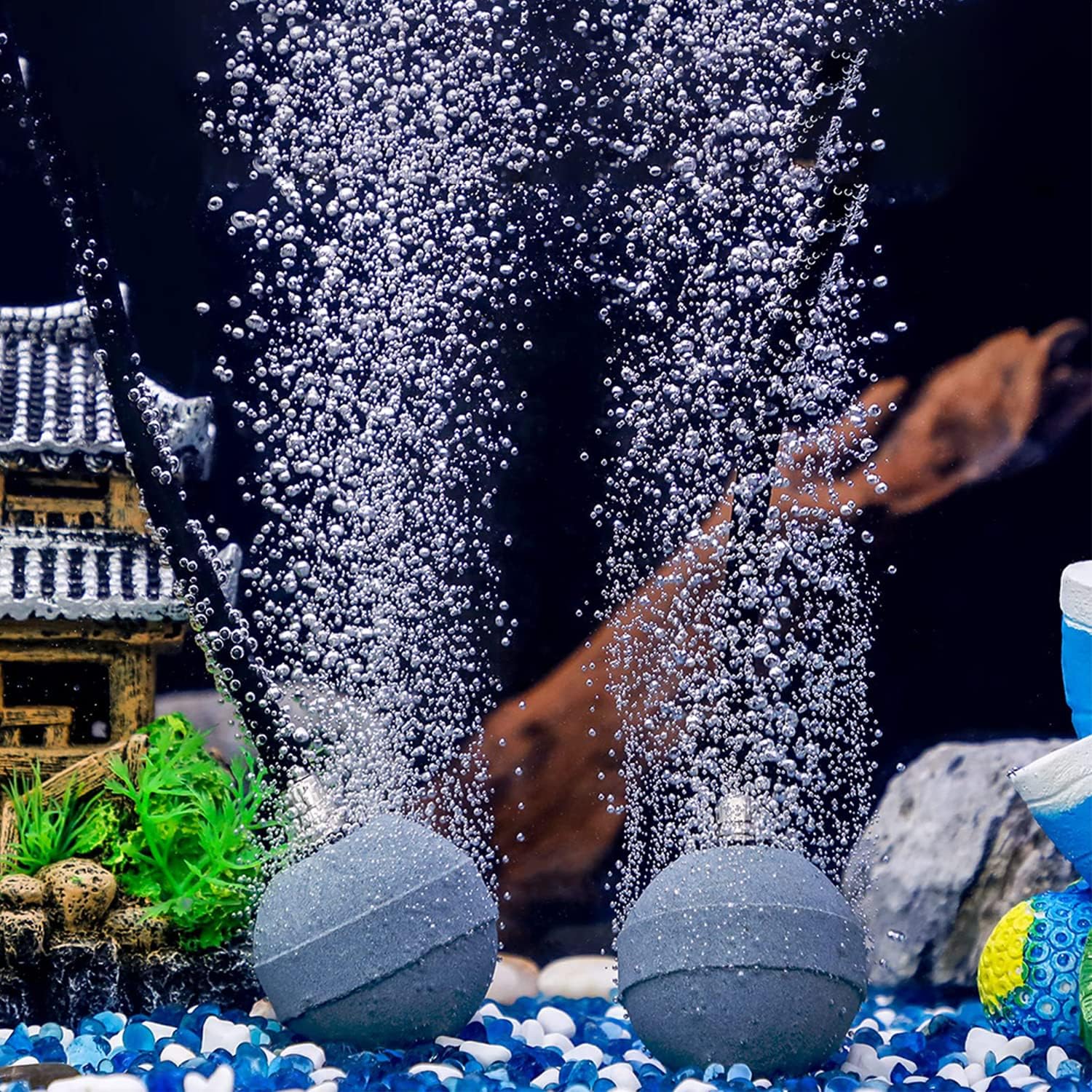 Air Stone Bubble Diffuser Ball - for Aquarium Air Pump and Fish Tanks, Gray, Pack of 10pcs
