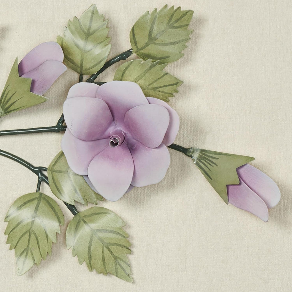 Touch of Class Lavender Rose Swag Floral Wall Topper | Handcrafted Handpainted Metal Wall Art | Roses Floral Leaves | Indoor or Covered Outdoors Porch or Patio | Doorways Entryway Hallway