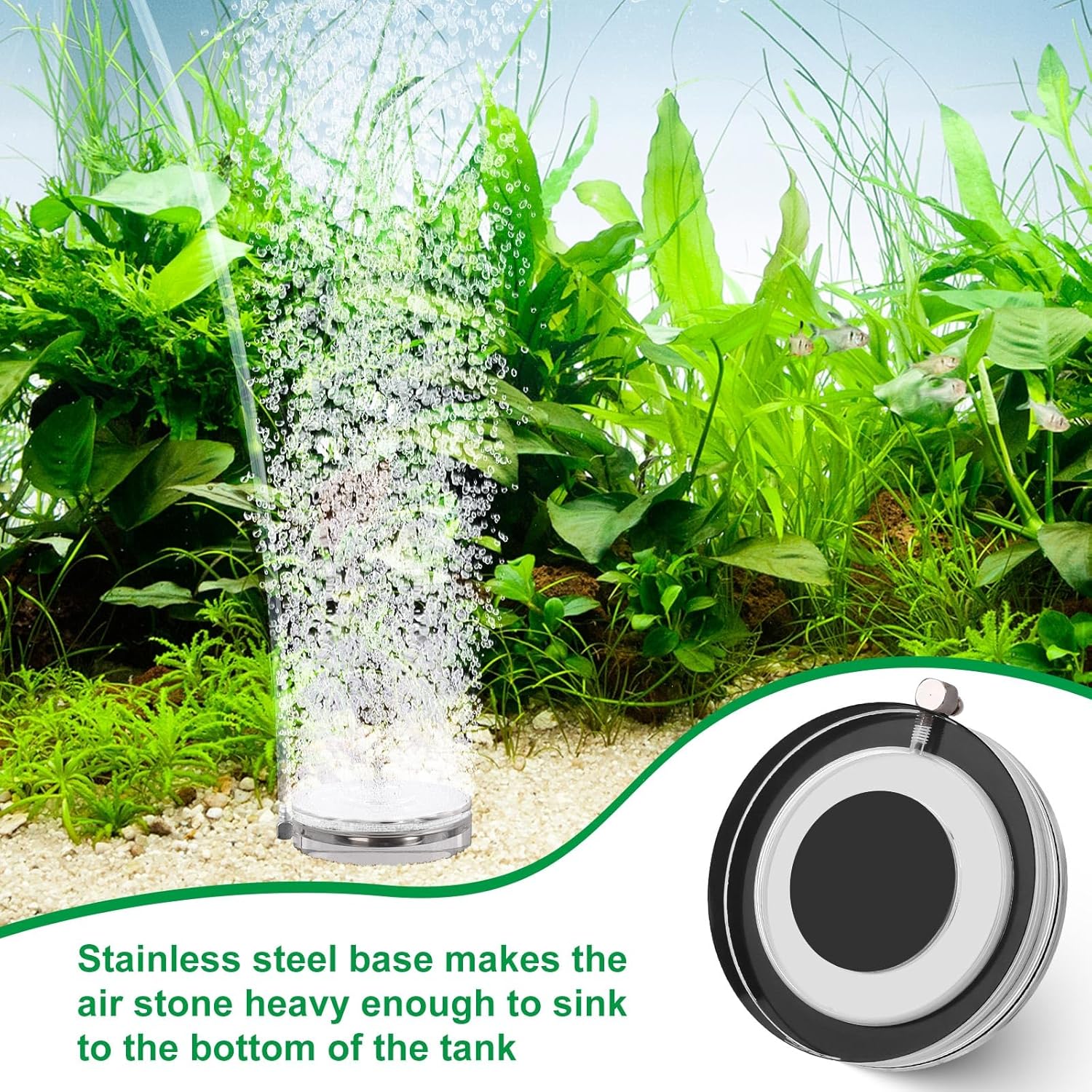 hygger Air Stones for Aquariums, Transparent Acrylic Fish Tank Bubbler Kit with Air Tube, Ultra Silent Bubble Stone Super-High Dissolved Oxygen Diffuser for Aquarium Fish Tank and Hydroponic
