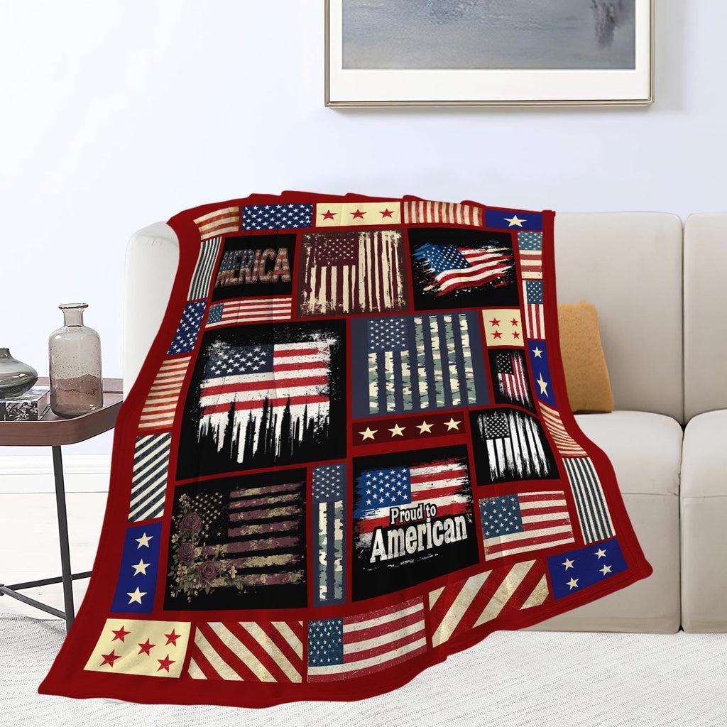 Veteran Blanket American Flag Throw Blanket Veterans Day Gifts for Men Women Adults Super Soft Cozy Plush Fluffy Fuzzy Fleece Blanket Home Decor 50''X60''