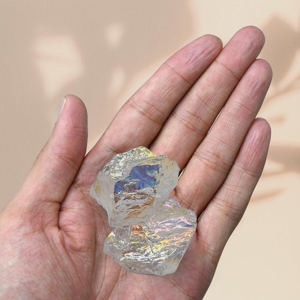 Amazing Gemstone Angel Aura Quartz Raw Crystals and Healing Stones, Natural Rocks for Meditation and DIY Raw Stones and Crystals (1 lb)