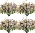 RECUTMS 12 Bundles Artificial Bushes Greenery Plants Stems Faux Shrubs Boxwood Plants Outdoor UV Resistant Fake Eucalyptus for Farmhouse Home Wedding Patio Backyard Indoor Outdoor Decor(Dusty Pink)