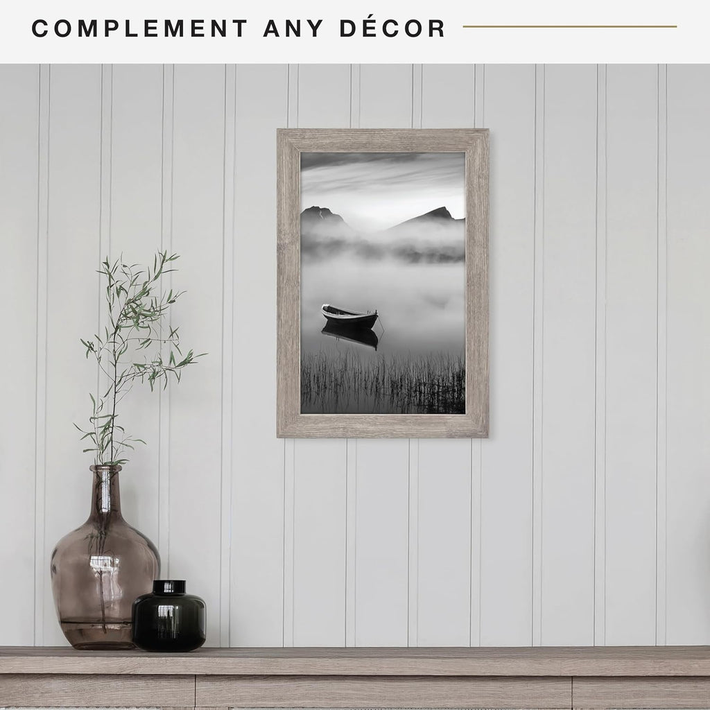 MCS Museum Poster Frame 11x17 Barnwood, Vertical & Horizontal Wall Hanging Large Picture Frame for Photos, Posters & Art Prints (1-Pack)