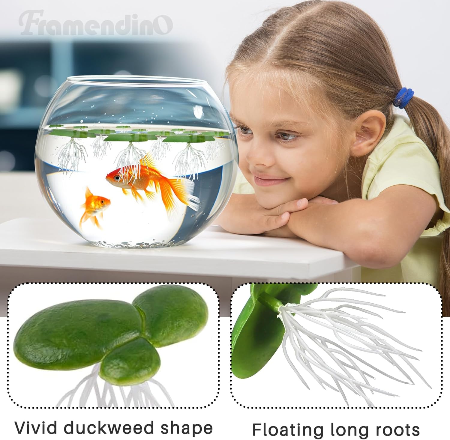Framendino, 54 Pack Floating Aquarium Plants Artificial Plastic Fake Duckweed Simulation (3 Size)