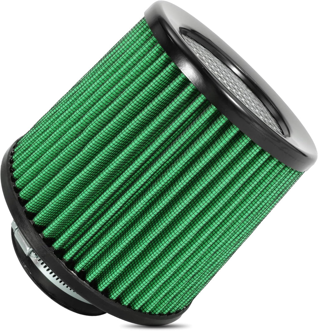 Cold Air Intake Filter High Performance Washable Filter Clamp-On Replacement Air Filter Flange Diameter 3inch/76mm Green