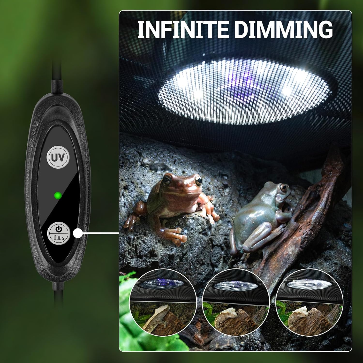REPTI ZOO UVB Reptile Light with Dimming, LED UVB Light Bulb Fixture for Bearded Dragon Gecko Lizard Turtle Snake, Adjustable Brightness UVA UVB Lamp for Tropical & Desert Reptile
