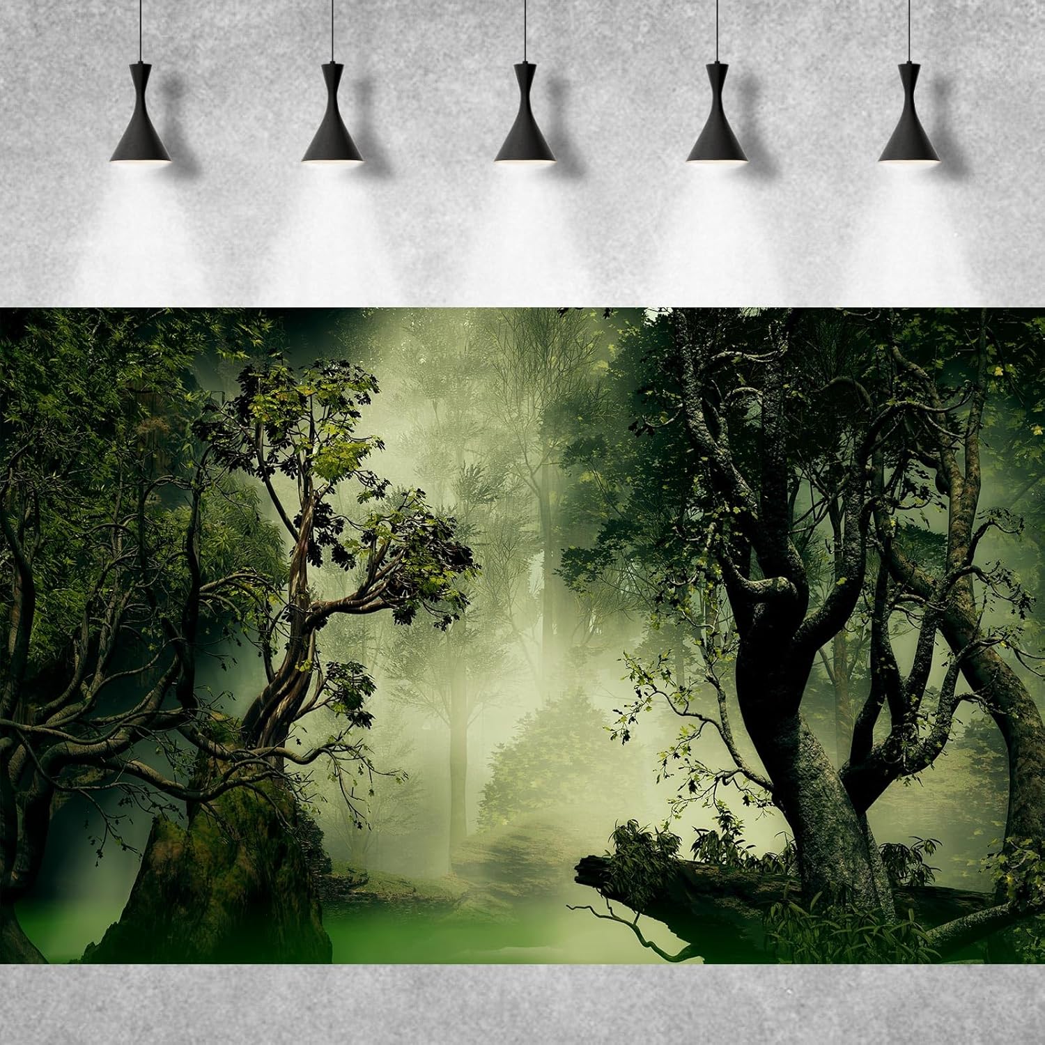 Forest Aquarium Background Jungle Plants Old Trees Reptile Habitat Background Fantasy Misty Foggy Rainforest Natural Landscape Fish Tank Background Misty Forest Terrarium Background Vinyl 36x20in