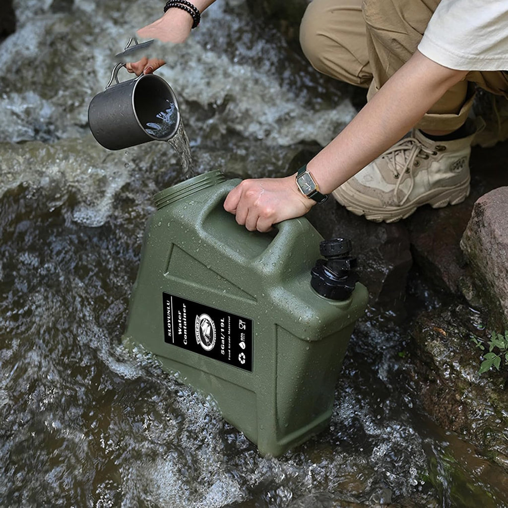 5 Gallon Water Jug with Spigot, BPA Free Leak-Proof Camping Water Container, Portable Emergency Water Storage for Outdoor Hiking, Camping, Home Use, Camping Essentials